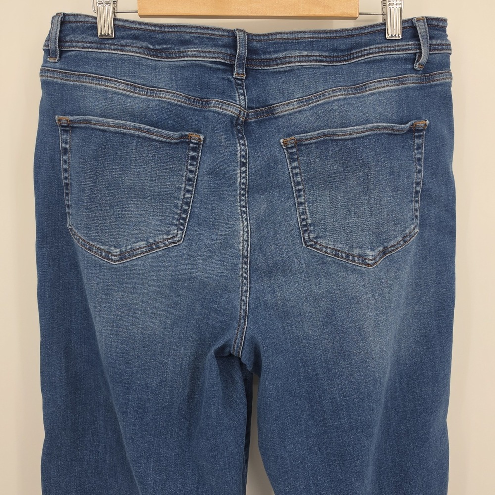 J. Jill Denim Wide Leg Crop Jeans Sz 14 Blue High Rise Button Fly Stretch Pocket - Picture 7 of 15